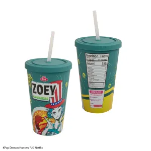 CINEREPLICAS LAS GUERRERAS K POP DEMON HUNTERS VASO ZOEY CON DISEÑO DE HAMBURGUESA 475 ML