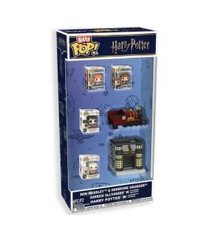 FUNKO BITTY POP STARTER SET HARRY POTTER TOWN GARRICK OLLIVANDER Y TIENDA DE VARITAS OLLIVANDERS RIDE HARRY POTTER CON LOCOMOTORA DE HOGWARTS EXPRESS HERMIONE GRANGER Y RON WEASLEY