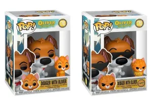 FUNKO POP OLIVER & COMPANY DODGE CON OLIVER 1705 NORMAL + CHASE CON PROTECTORES DE REGALO