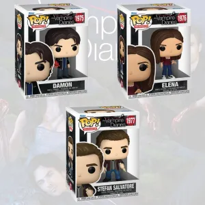 RESERVA FUNKO POP THE VAMPIRE DIARIES PACK COMPLETO X 3 UNIDADES DAMON SALVATORE 1975 ELENA 1976 ESTEFAN SALVATORE 1977